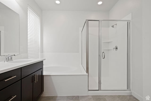 2414 N 4060 W, Lehi, UT 84043 - full bathroom with recessed lighting, a shower stall, a garden tub, and vanity
