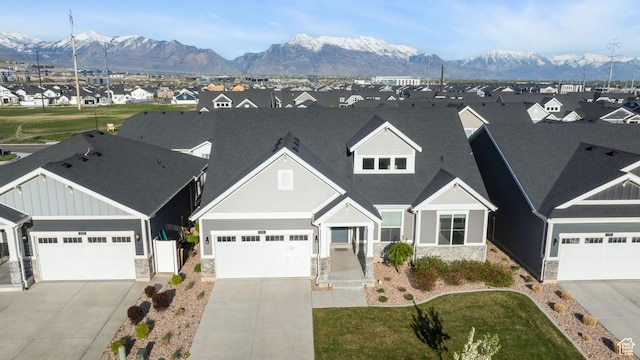 2414 N 4060 W, Lehi, UT 84043 - view of front of property with a residential view, stone siding, driveway, and a mountain view