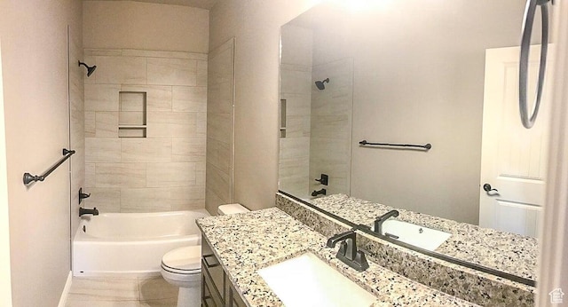 232 W 200 S, Ivins, UT 84738 - bathroom featuring vanity, shower / washtub combination, baseboards, toilet, and tile patterned flooring