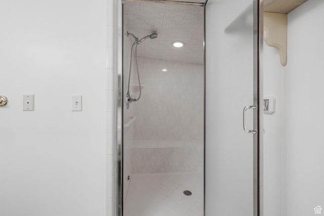 bathroom featuring a shower stall