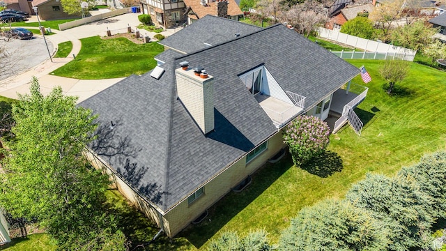 drone / aerial view with a residential view