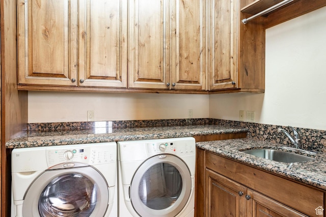 3143 E Bavarian Ct, Cottonwood Heights, UT 84093 - laundry area featuring cabinet space, separate washer and dryer, and a sink