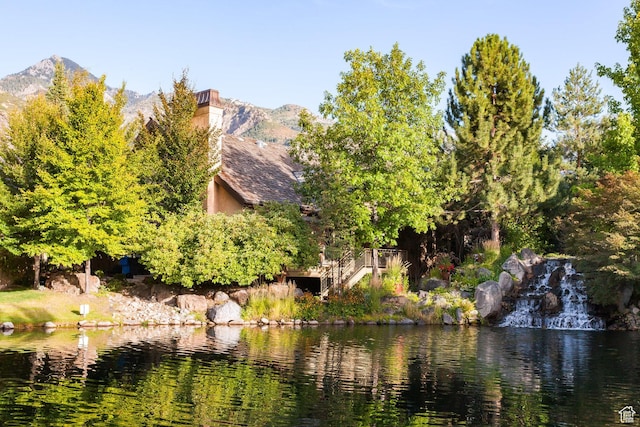 3143 E Bavarian Ct, Cottonwood Heights, UT 84093 - water view with a mountain view and stairway