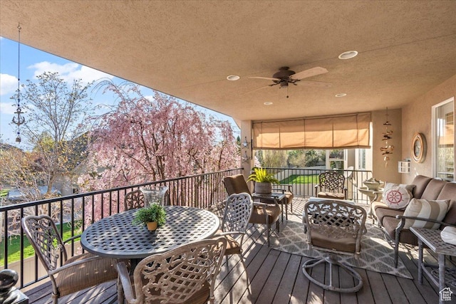 2010 E Rocklin Dr, Sandy, UT 84092 - deck featuring outdoor lounge area and ceiling fan