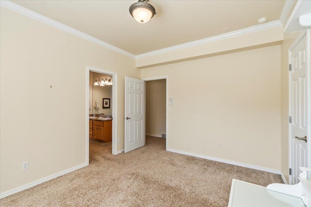 2010 E Rocklin Dr, Sandy, UT 84092 - unfurnished bedroom featuring light carpet, baseboards, ornamental molding, and ensuite bathroom