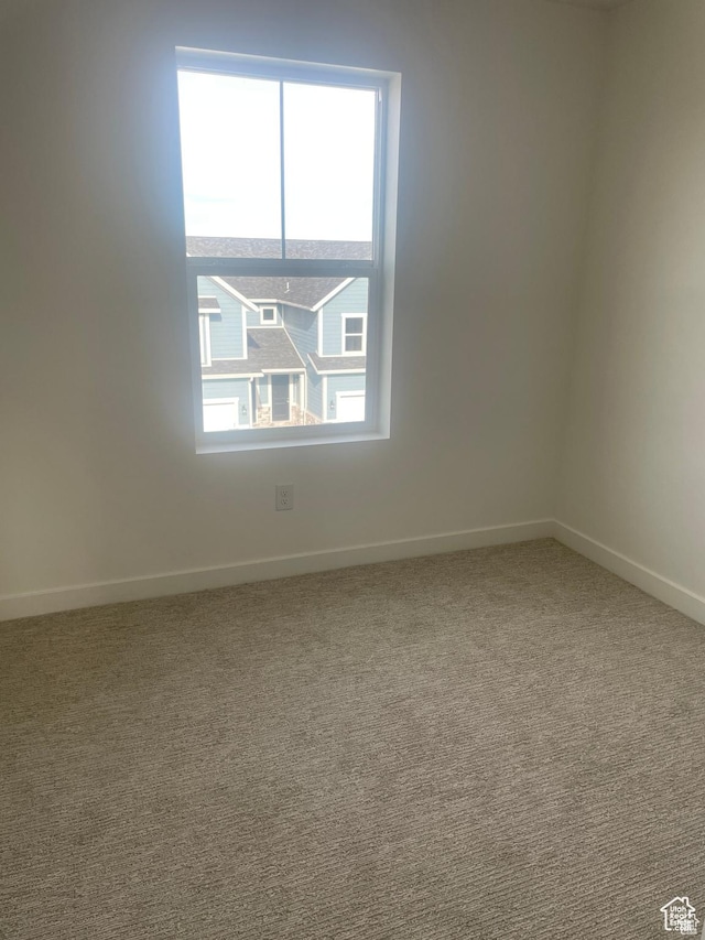 spare room featuring baseboards and carpet flooring
