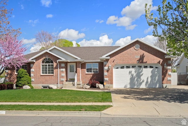 618 W 225 S, Layton, UT 84041 - ranch-style home featuring a front lawn, driveway, a garage, brick siding, and a shingled roof
