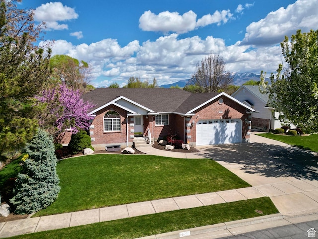 618 W 225 S, Layton, UT 84041 - ranch-style home with brick siding, driveway, a front lawn, and a garage
