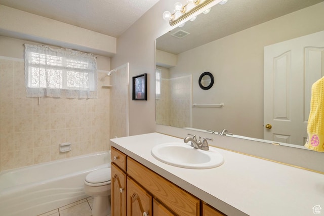 618 W 225 S, Layton, UT 84041 - bathroom with vanity, shower / bath combination, toilet, tile patterned flooring, and visible vents