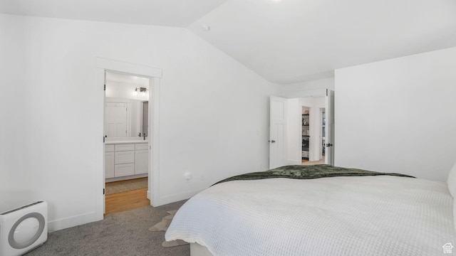 12373 S Pedroia St, Herriman, UT 84096 - bedroom with lofted ceiling, carpet flooring, baseboards, and ensuite bath