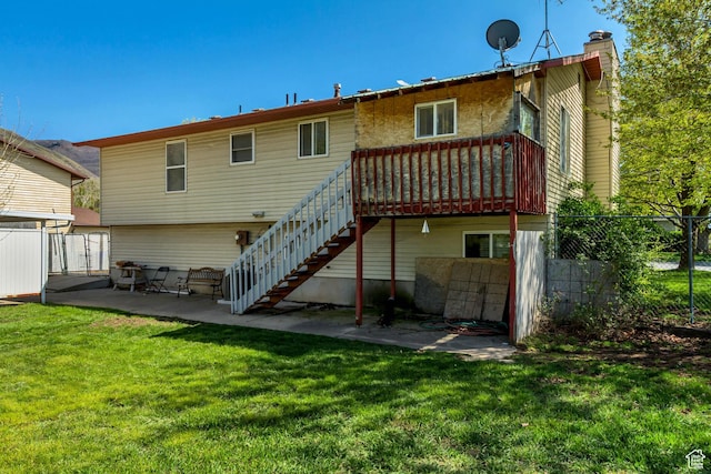 386 W 1125 N, Centerville, UT 84014 - back of house featuring fence, a patio, a chimney, and stairway