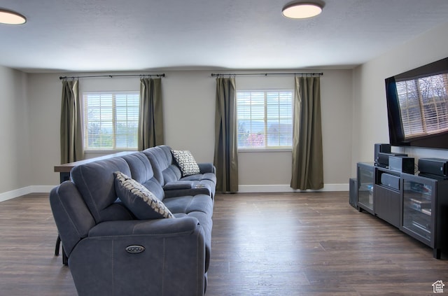 1896 N Main St, Orem, UT 84057 - living room with baseboards and dark wood finished floors