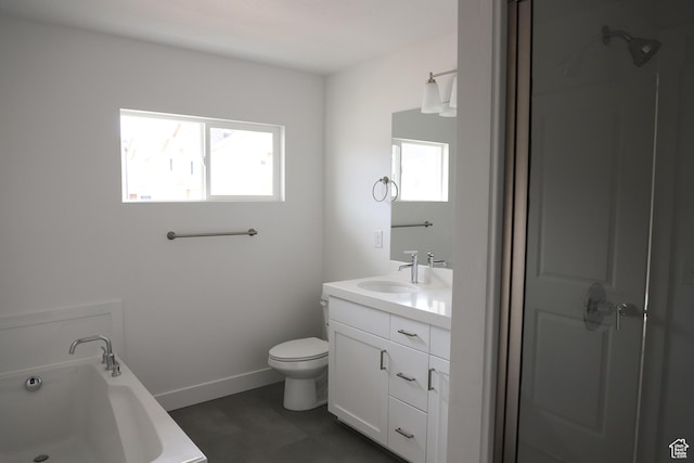 1378 N 1810 E, Spanish Fork, UT 84660 - bathroom featuring toilet, a washtub, vanity, and baseboards