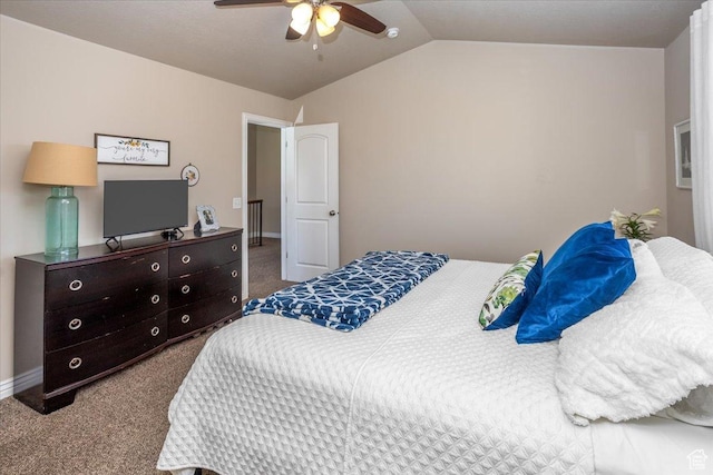 4206 Rose Springs Rd, Erda, UT 84074 - carpeted bedroom featuring lofted ceiling, ceiling fan, and baseboards