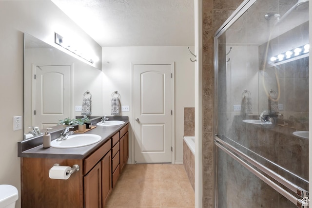 577 E 1590 S, Lehi, UT 84043 - full bath with tile patterned flooring, a sink, double vanity, and tiled shower
