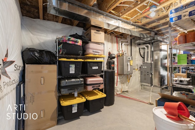 storage area featuring heating unit