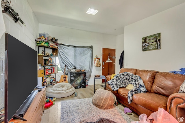living area with wood finished floors