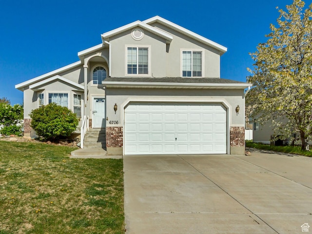 6706 S Adventure Way, West Jordan, UT 84084 - traditional-style home with concrete driveway, an attached garage, and stucco siding