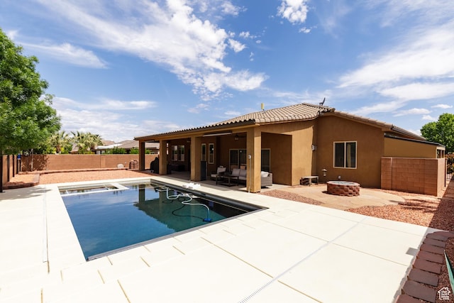 2562 S 4010 W, Hurricane, UT 84737 - view of pool featuring a fenced backyard, a patio area, a fenced in pool, and an outdoor fire pit