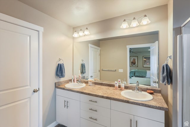 111 S 1800 W, Pleasant Grove, UT 84062 - ensuite bathroom with ceiling fan, a sink, double vanity, and connected bathroom