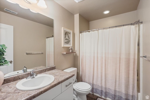 111 S 1800 W, Pleasant Grove, UT 84062 - bathroom featuring visible vents, toilet, vanity, and shower / tub combo
