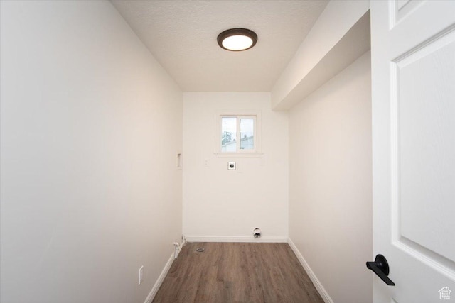2389 S 4300 W, Taylor, UT 84401 - laundry room featuring laundry area, baseboards, wood finished floors, and hookup for an electric dryer