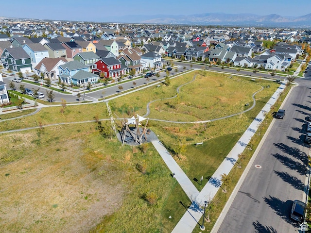 bird's eye view with a residential view and a mountain view