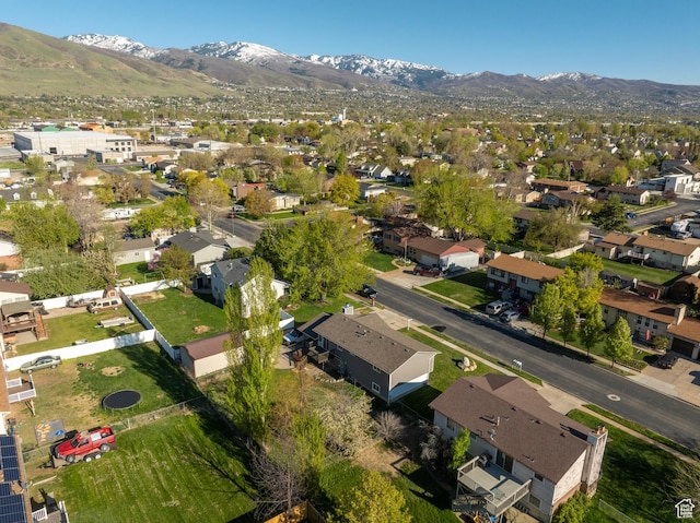 bird's eye view featuring a mountain view and a residential view