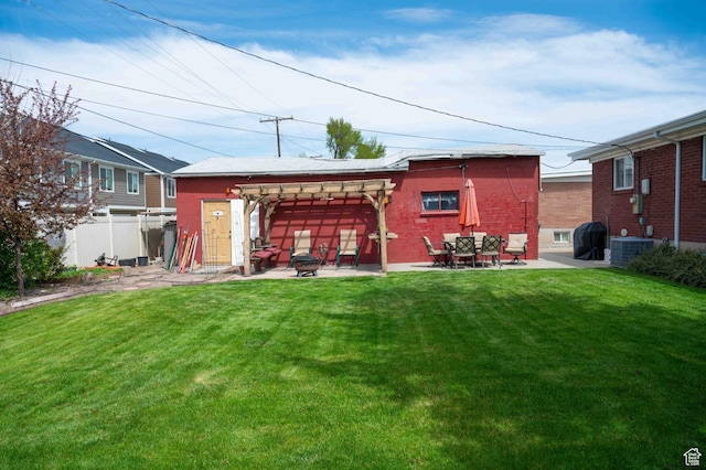3724 S Carolyn St, Millcreek, UT 84106 - rear view of house with central AC unit, a patio area, fence, and a yard