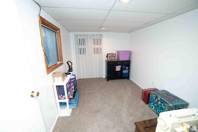 3724 S Carolyn St, Millcreek, UT 84106 - rec room featuring carpet floors, baseboards, and a drop ceiling