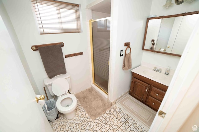 3724 S Carolyn St, Millcreek, UT 84106 - full bathroom with vanity, toilet, tile patterned flooring, and a stall shower