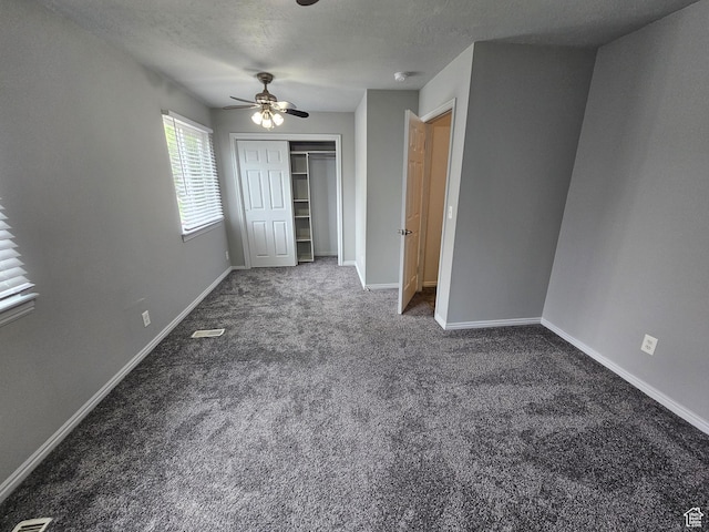 723 E 200 N, Orem, UT 84097 - unfurnished bedroom with carpet floors, a ceiling fan, baseboards, visible vents, and a closet