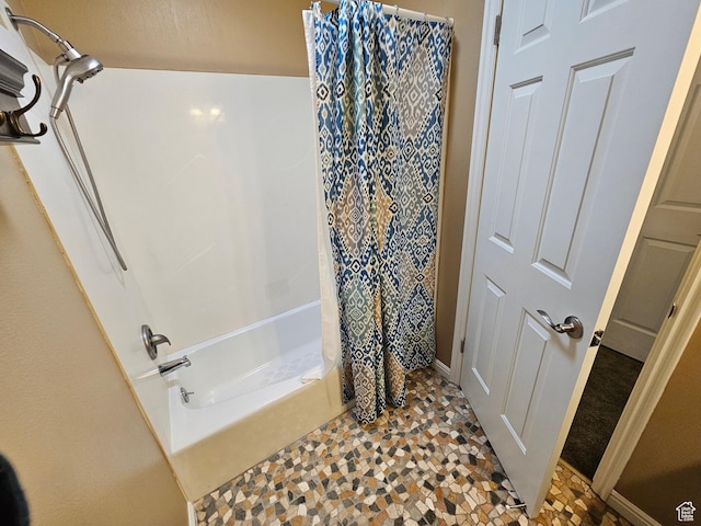 723 E 200 N, Orem, UT 84097 - bathroom with baseboards and shower / bath combo with shower curtain