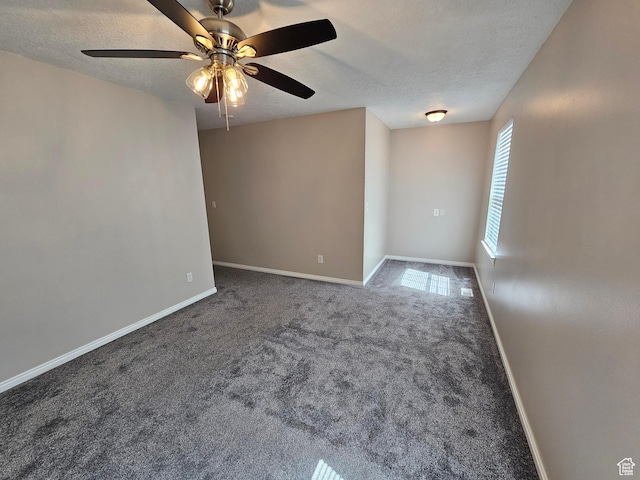 723 E 200 N, Orem, UT 84097 - empty room featuring baseboards, a textured ceiling, carpet, and ceiling fan