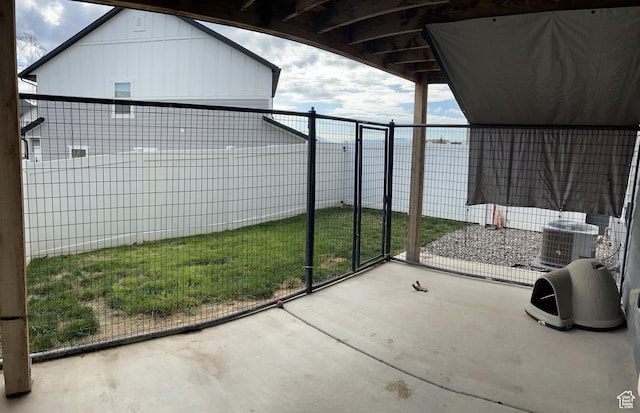 9372 N Scenic Mountain Dr W, Eagle Mountain, UT 84005 - view of patio / terrace featuring fence private yard and central air condition unit
