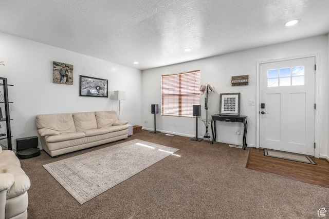 734 N 170 W, Tooele, UT 84074 - living area with recessed lighting, carpet, and a textured ceiling