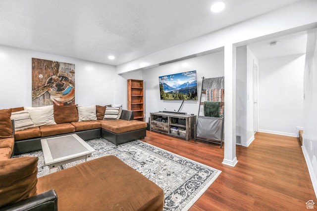734 N 170 W, Tooele, UT 84074 - living room featuring baseboards, wood finished floors, and recessed lighting