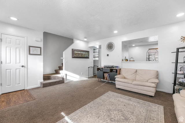 734 N 170 W, Tooele, UT 84074 - living room featuring baseboards, carpet floors, stairs, and recessed lighting