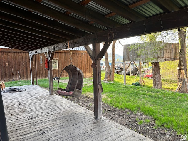 9762 S 3350 W, Payson, UT 84651 - wooden deck featuring a lawn and a mountain view