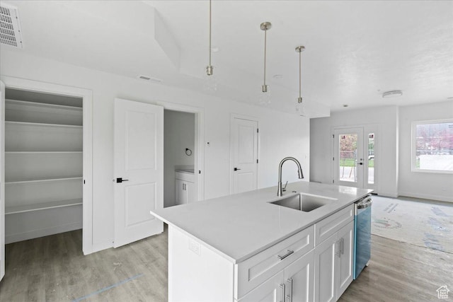 805 S 800 W Unit D, Salt Lake City, UT 84104 - kitchen with stainless steel dishwasher, light wood finished floors, a sink, and visible vents