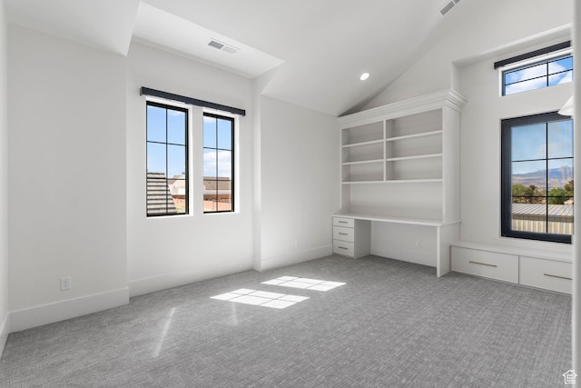 3382 E Ezra Ln, St George, UT 84790 - unfurnished bedroom with carpet floors, vaulted ceiling, and visible vents