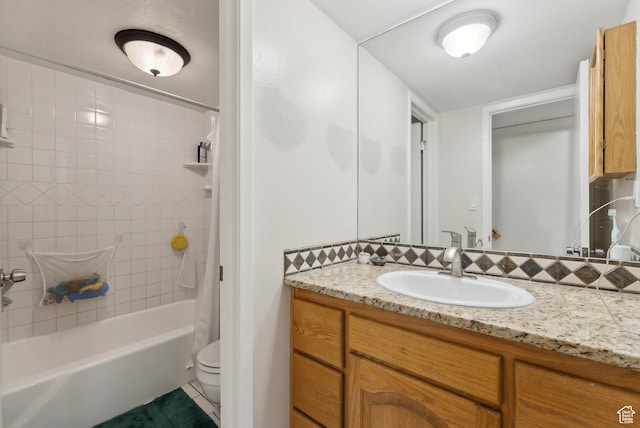5552 S Willow Ln E Unit C, Salt Lake City, UT 84107 - bathroom featuring shower / tub combo, tile patterned floors, vanity, and toilet