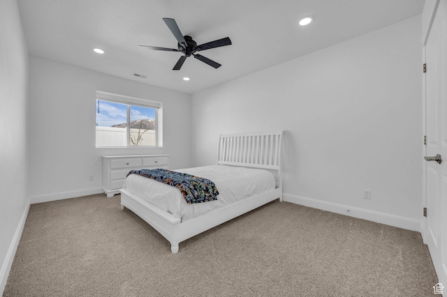 2364 N 2400 W, Farr West, UT 84404 - carpeted bedroom featuring recessed lighting, visible vents, baseboards, and ceiling fan