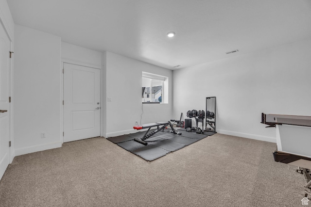 2364 N 2400 W, Farr West, UT 84404 - exercise room featuring baseboards, carpet flooring, visible vents, and recessed lighting