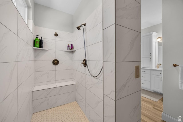 2364 N 2400 W, Farr West, UT 84404 - full bath with vanity, wood finished floors, and tiled shower