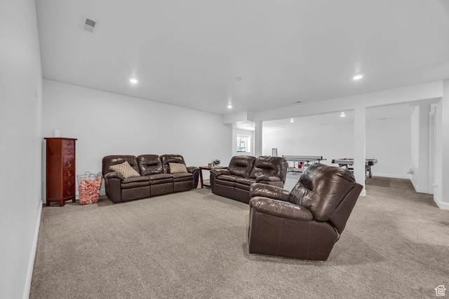 2364 N 2400 W, Farr West, UT 84404 - carpeted living room featuring baseboards, visible vents, and recessed lighting