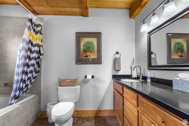 2292 S Aspen Loop, Garden City, UT 84028 - full bath featuring wooden ceiling, baseboards, vanity, and toilet