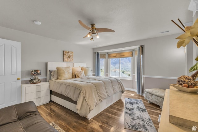 305 E 3700 N, North Ogden, UT 84414 - bedroom featuring ceiling fan, baseboards, wood finished floors, and visible vents