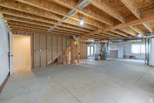 basement featuring gas water heater