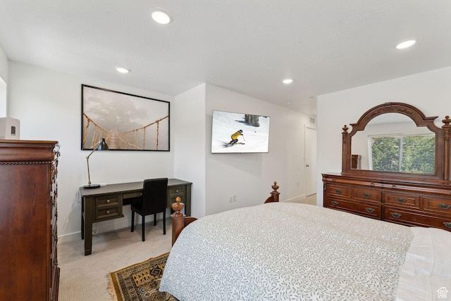 306 W Azure Sky Ln, Salt Lake City, UT 84103 - bedroom with light colored carpet, baseboards, and recessed lighting